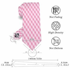 Abstract Necktie for Men Black Novelty Neckties accessories 8cm Pink Gingham