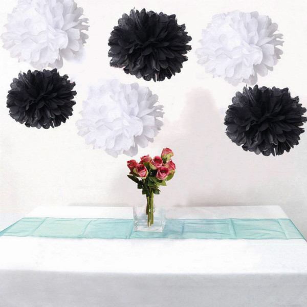 36x 30cm black white tissue paper pom poms wedding 21 birthday party venue decor