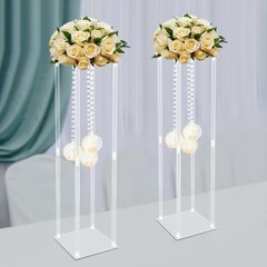 2Pcs Wedding Centerpieces Stand Wedding Flower Stand w/ Hanging Candle Holders