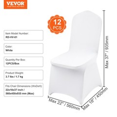 VEVOR 12PCS White Stretch Spandex Folding Chair Covers for Wedding Party Dining