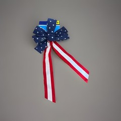 USA Patriotic American Flag Bow 19” Decoration 4th of July Memorial Day Lot of 2