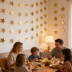 6 Pack Gold Star Garland Banner Each 13Ft Glitter Star Hanging 6Pack-Star G