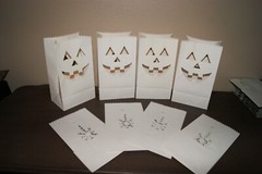 8 White Luminary Bags Snowflake LED Candle Christmas Halloween Jack O Lantern