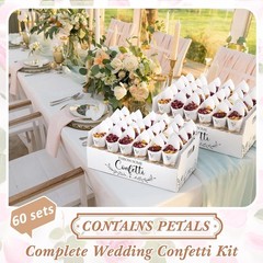 2 Sets Wedding Petal Cones for 60 Guest – Biodegradable Real Petals 300