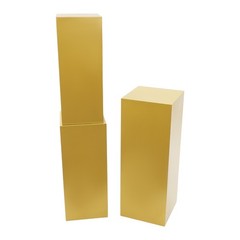 3-Pc Gold Iron Display Pedestal Stands Cuboid Set for Wedding Party