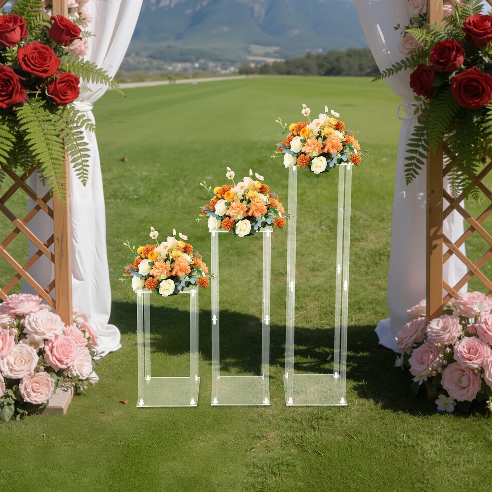 Clear Acrylic Flower Stand 40/60/80cm Tall Column Vase Wedding Decoration