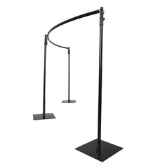 BLACK 11 ft Adjustable Heavy Duty Curved Pipe and Drape Backdrop Support Kit