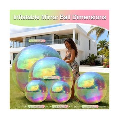 Iridescent Inflatable Mirror Ball, Reusable Large Event PVC Disco Ball, Giant…