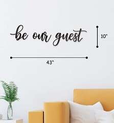 Vivegate Be Our Guest Sign Metal Wall Art Decor – 43″X10″ Black Ideas Be Our …