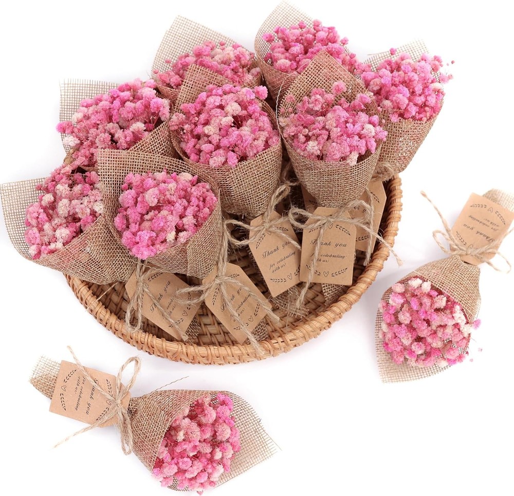 20-Piece set Mini Magnet Dried Flowers Bouquet for Rustic Wedding Favors