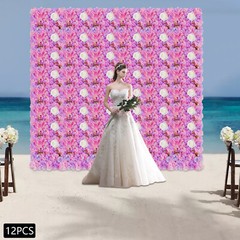 12pcs Artificial Silk Rose Flowers 3D Backdrop Wall for Wedding Party Decoration