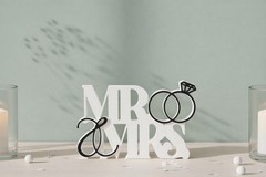 MR & MRS Wedding Table Sign with Rings, Valentine’s Day Gift