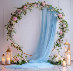 28.7″x 20FT Chiffon Wedding Arch Draping Fabric Curtain Panel Backdrop Baby Blue
