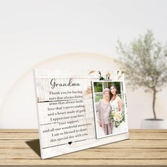 SUNBMO Wedding Picture Frame Gift for Grandma from Bride, white