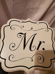 Mr and Mrs Wedding Reception Chair Signs Set of 2 shown