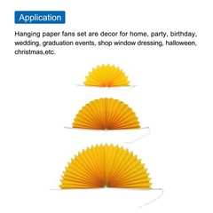 12Pcs Hanging Paper Fans Party Set Decoration for Home Birthday Wedding Yellow