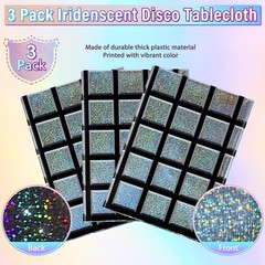 3 Pack Disco Tablecloth Party Decorations, Shiny Iridescent Disposable Laser …