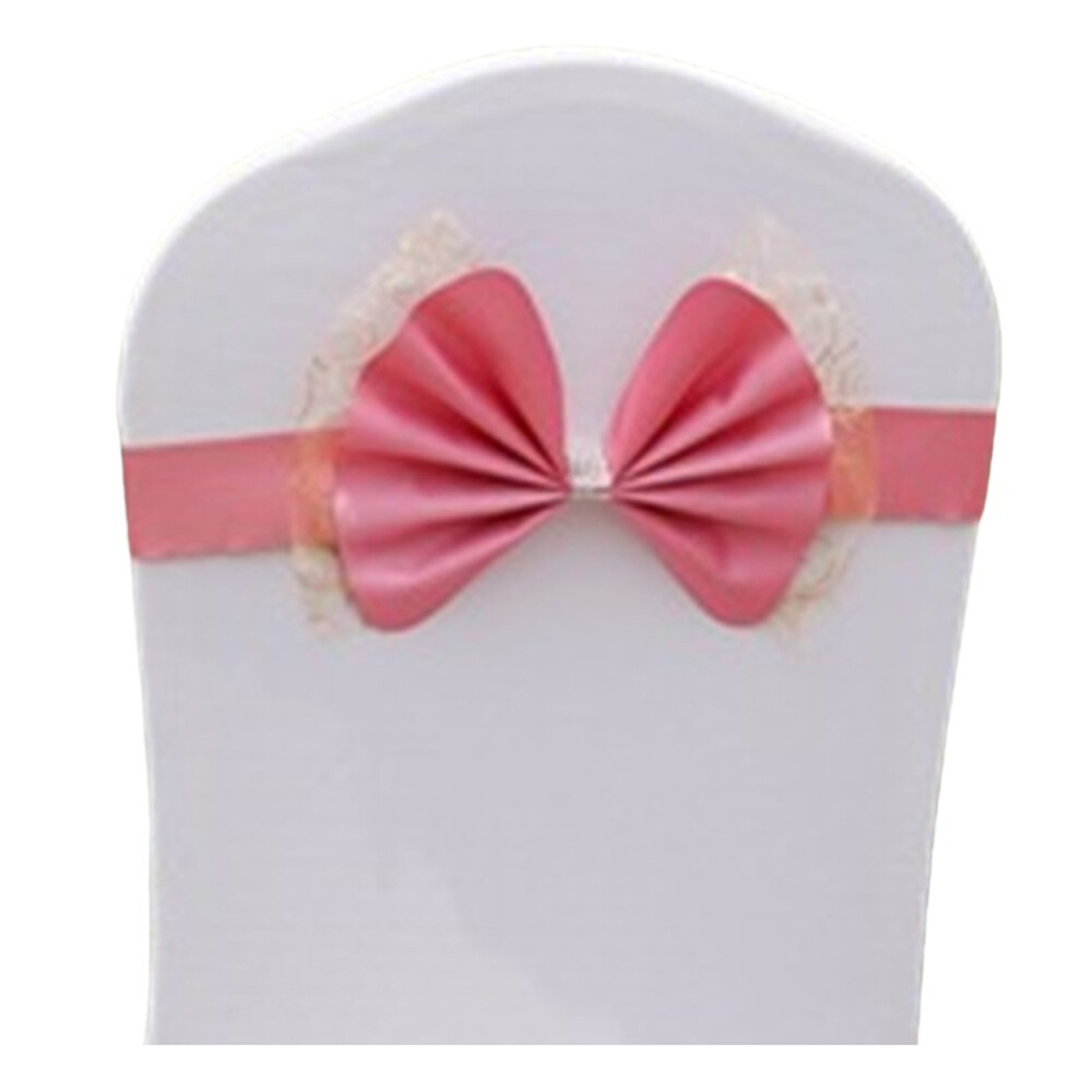 10/25/50 Elastic Satin Lace Bow Chair Sashes Cover Wedding Party Banquet Decor