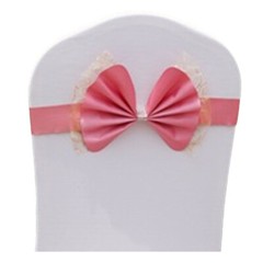 10/25/50 Elastic Satin Lace Bow Chair Sashes Cover Wedding Party Banquet Decor