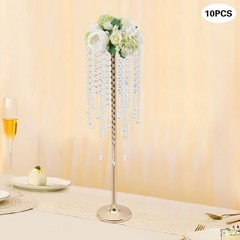 10 Pieces 75cm Gold Flower Stands with Crystal Beads for Elegant Decor