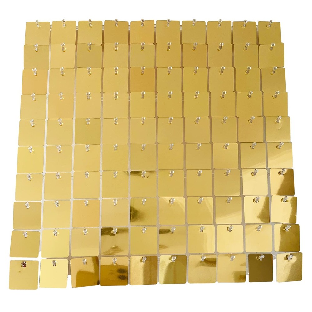 25 PCS Pack Mirror Light Gold Shimmer Wall Backdrop Sequin Panels Squares wit…