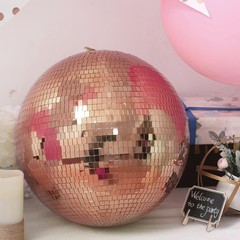 2 Rose Gold 10″ wide Glass Mirror Balls Ornaments Party Wedding Home Decorations