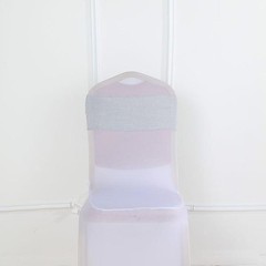 5 SILVER CHAIR SASHES Premium Polyester Faux Burlap Wedding Decorations