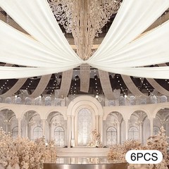 6PCS Beige Ceiling Drapes, Wedding Ceiling Draping, Backdrop Curtains For Party