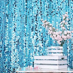 TURQUOISE 8×8 ft Big Payette Sequined BACKDROP CURTAIN Wedding Decorations