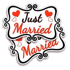 Just Married Car Decorations, 12×8 Magnet Decals for Vehicles, 2 Pack Red