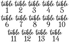 Wedding Table Numbers V4 Vinyl Decals Reception Seating Family Reunion Party