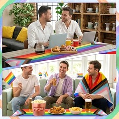 Rainbow Table Runner, 13″ x 72″ Pride Month Table Runner Rainbow Tablecloth
