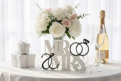 MR & MRS Wedding Table Sign with Rings, Valentine’s Day Gift