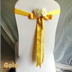 4 X Floral Chair Ribbon Sash Cover Adjustable Ribbon Satin Bow Wedding Party