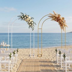 White/Gold Wedding Arch Backdrop Stand 130*40*220cm Metal Arch Backdrop Stand