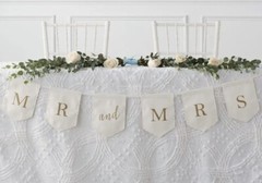 Way to celebrate! Mr and Mrs Fabric Banner 6 ft NIP