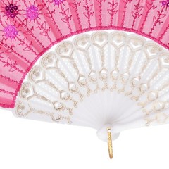 QIRMIZI 10 PACK Fabric Folding Handheld Fans, Perfect for Weddings, Parties, …