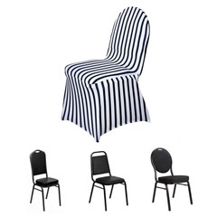 10 pcs Black and White Striped Spandex Stretchable CHAIR COVERS Wedding Supplies