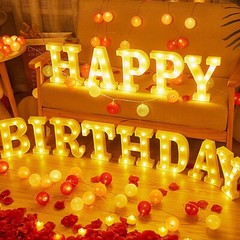 173pcs Happy Birthday LED Marquee Light Up Letters Sign Birthday Decorations …
