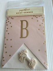 My Mind’s Eye BRIDE BANNER Pink Gold WEDDING To Be SHOWER DECOR Paperlove Rare!