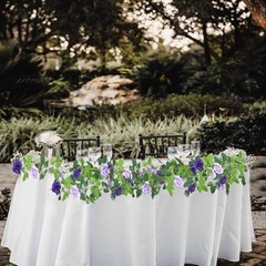 2 Pcs Artificial Rose Garland Flowers Vines Hanging Silk Rose Vine Purple
