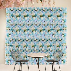 Silk Flowers Wall Panels for Wedding Backdrop 6 Packs Blue Artificial Floral