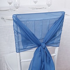 10 Royal Blue Premium Chiffon Wide CHAIR SASHES Wedding Reception Decorations