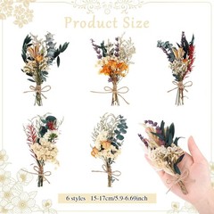 Fuyp Mini Boho Dried Flower Bouquet Set of 6 Natural Dried Flowers Small