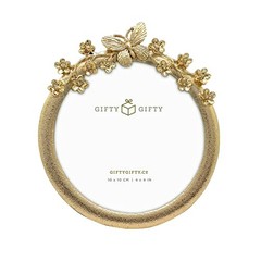 Circular Butterfly & Floral Photo Frame / 4×4 In | For Tabletop Display |