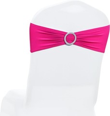 Pack of 10 Spandex Chair Sashes with Elegant Silver Buckle – Magenta