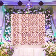 Artificial Silk Rose Flower Wall Panel Wedding Party Backdrop Decoration 23″x15″