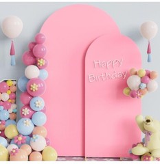 Fomcet Set Of 2 Wedding Arch Covers 6FT , 7.2FT Pink Arch Backdrop Cover 2 Sided