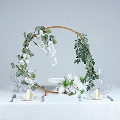 24-Inch Round Metal FLORAL HOOP STANDING WREATH RING Centerpiece Party Supplies