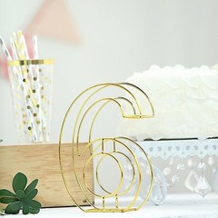 GOLD 8″ tall 3D Metal Wire Number 6 Party Wedding Reception Backdrop Supplies